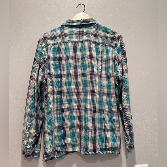 Duluth Trading Co Women's Blue Plaid Flannel Button Down Cotton Shirt Size XL - Picture 2 of 5
